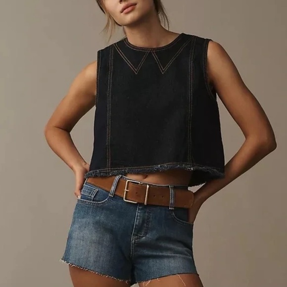 Anthropologie Pilcro Mid Rise Micro Cutoff Denim Shorts SZ 29 - Picture 5 of 16